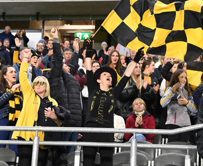 Kilbrittain supporters celebrate after defeating Glen Rovers in the Co-op SuperStores Premier JHC final at SuperValu Páirc Uí Chaoimh. Picture: Eddie O'Hare