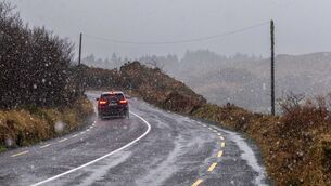 <p>Storm Goretti bringing snow and rain to Ballingeary in West Cork. Picture: Andy Gibson.</p>