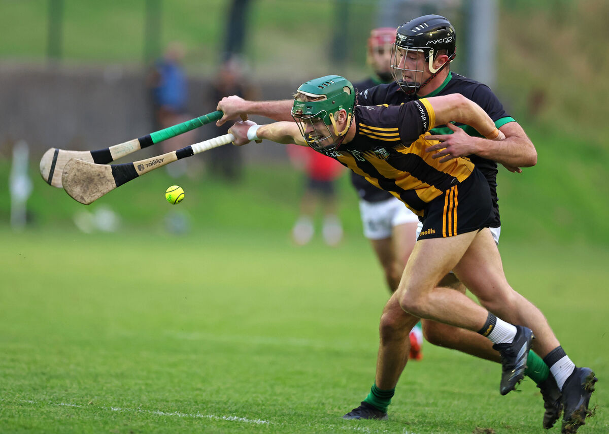 Philip Wall of Kilbrittain tries to get away from Nemo Rangers' Brian Murphy in the Co-op SuperStores Premier JHC game in Macroom in September 2024 - it finished in a draw and Kilbrittain have won nine championship matches in a row since then. Picture: Jim Coughlan