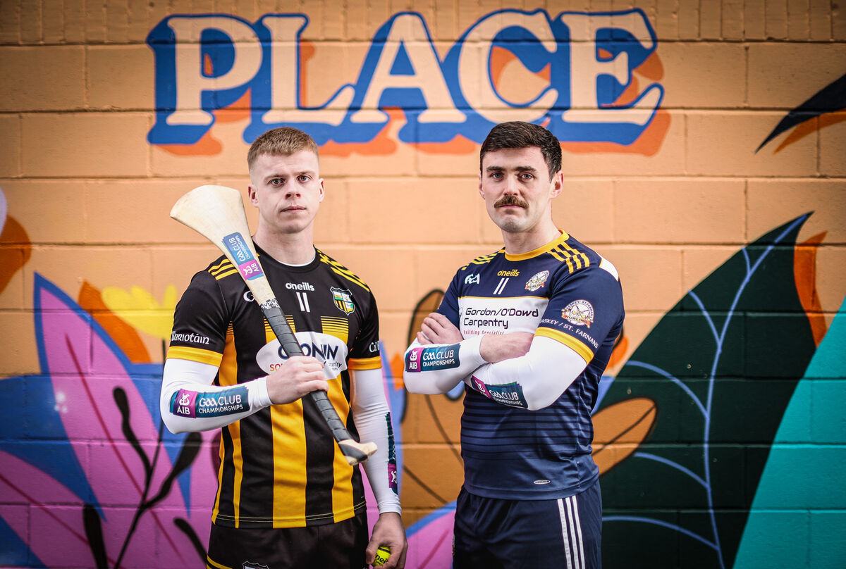 Kilbrittain captain Philip Wall (left) and Easkey's Finnian Cawley at the launch of the AIB All-Ireland Junior &amp; Intermediate Club Championship finals. Picture: Inpho/Dan Sheridan