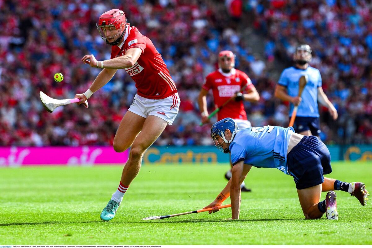 Alan Connolly of Cork in action against Brian Hayes of Dublin during the GAA Hurling All-Ireland Senior Championship semi-final match between Cork and Dublin last year. Picture: Ray McManus/Sportsfile