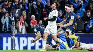 Inpho Josh van der Flier celebrates after scoring his teams third try with Jack Conan 10/1/2026