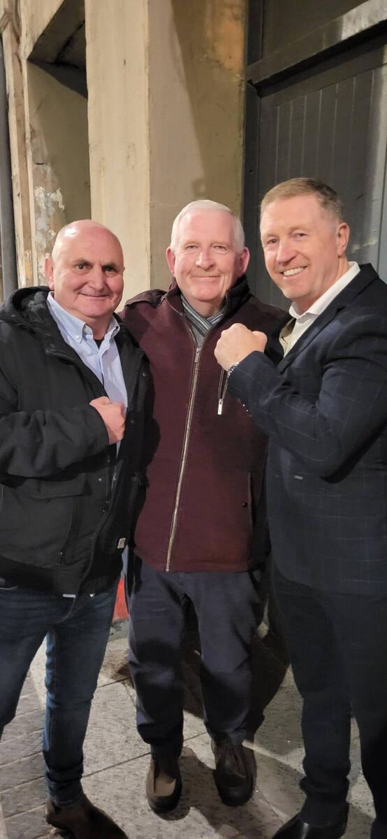 Paddy McSweeney, Spartan Boxing Club, Michael O'Brien, Cork County Boxing Board President, with Steve Collins, former super middleweight world champion. JW  
