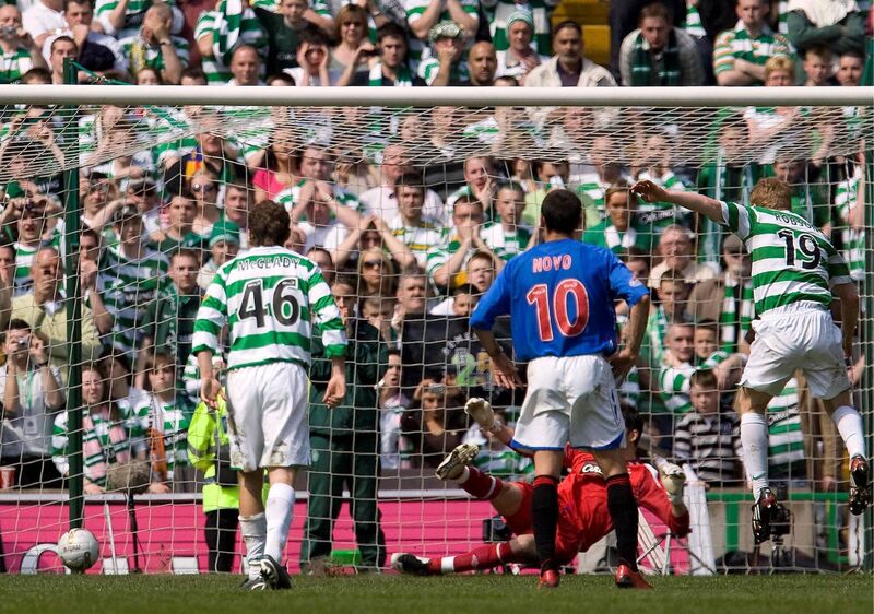 Celtic's Barry Robson scores from the penalty spot against Rangers in 2008. Picture: Chris Clark/PA Wire