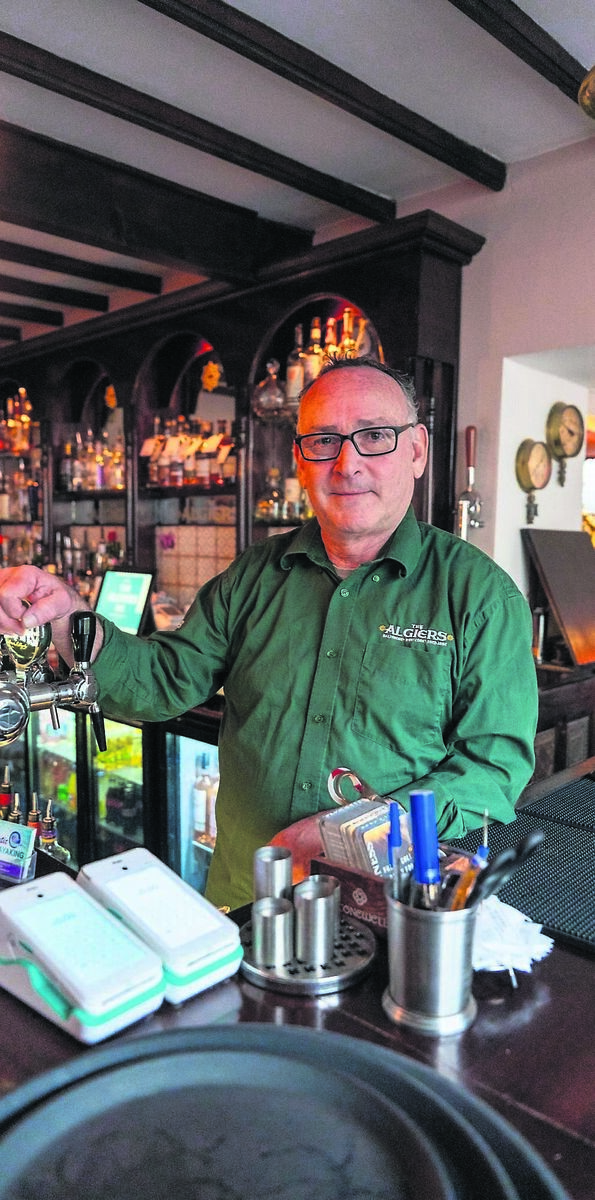 Bill Hillyard behind the bar at The Algiers in Baltimore, West Cork. He and his wife arrived here in early 2020 - and had to close because of the pandemic within days. Picture: Noel Sweeney Bill Hillyard behind the bar at The Algiers in Baltimore, West Cork. He and his wife arrived here in early 2020 - and had to close because of the pandemic within days. Picture: Noel Sweeney