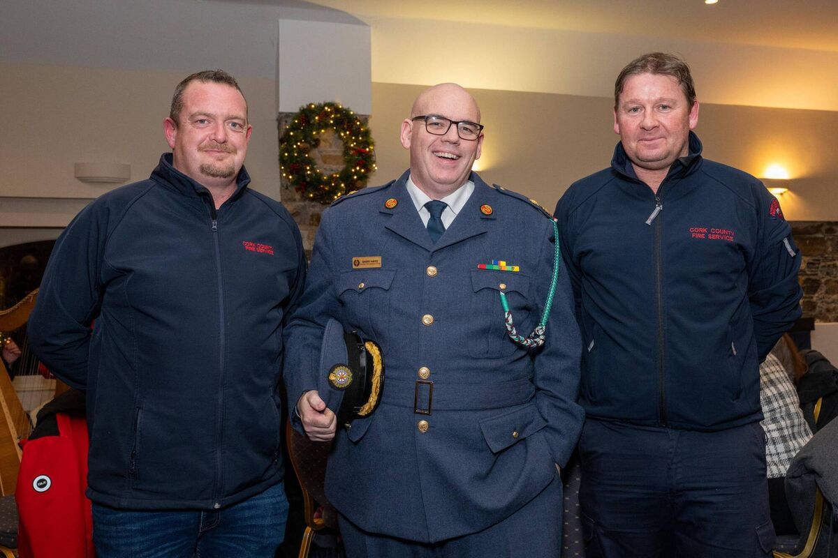 Kinsale Fire Service Crew members, Ger Butler and David O'Donovan with Barry Hayes of the National Ambulance Service. 