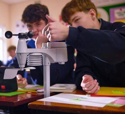 Students carrying out their investigation as part of the ESB weather watch initiative. Students carrying out their investigation as part of the ESB weather watch initiative.
