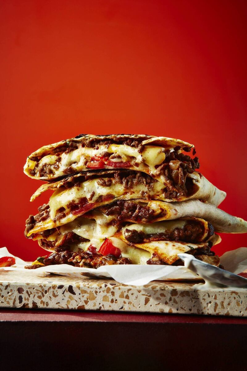 Beef taco-style quesadillas from Bored of Lunch: Meal Planner by Nathan Anthony. Picture: Dan Jones/PA 