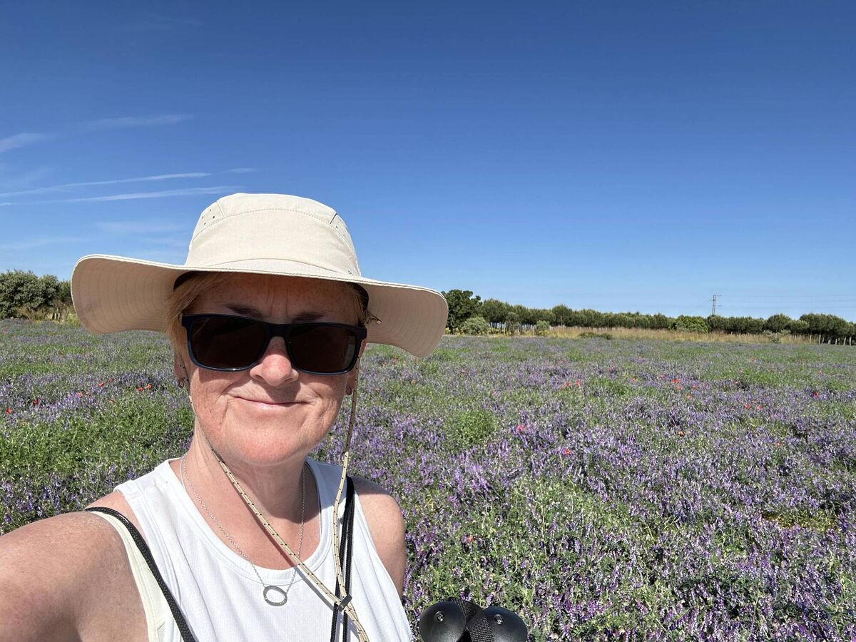 Pamela Deasy on the Camino, outside Astorga.