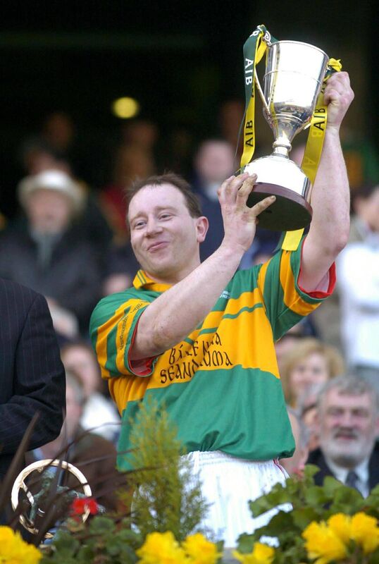 Newtownshandrum captain John McCarthy lifts the Andy Merrigan Cup in 2004. Picture: Brendan Moran/SPORTSFILE 
