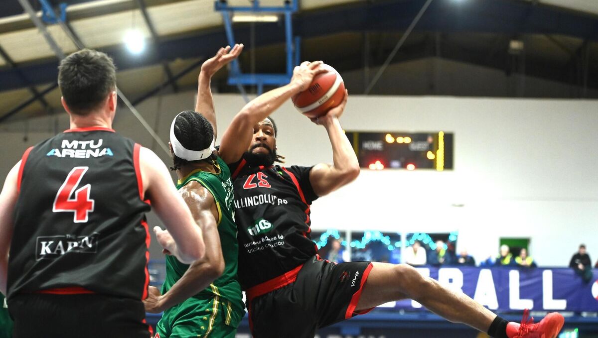 Latavious Mitchell battles under the basket for Ballincollig. Picture: Larry Cummins