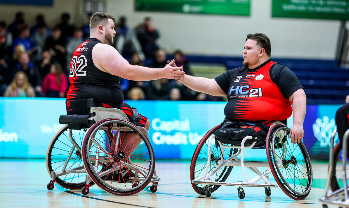 Rebel Wheelers' Jack Quinn and Dylan McCarthy celebrate a score. Picture: INPHO/Nick Elliott