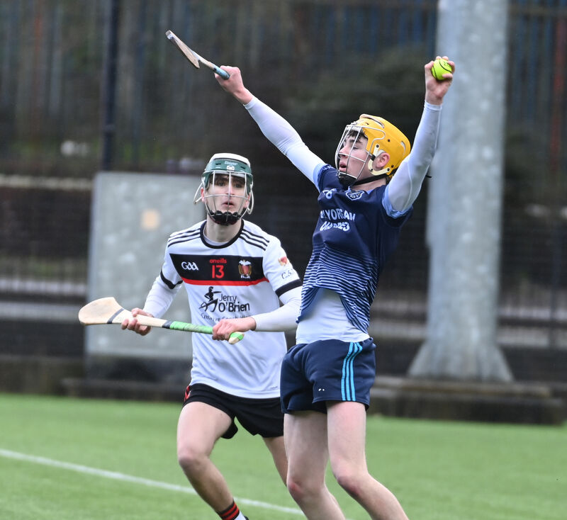 Scoil Pol, Kilfinane's Jack Moloney wins the sliotar from Colaiste an Spioraid Naoimh's Jack Drinan. Picture: Eddie O'Hare