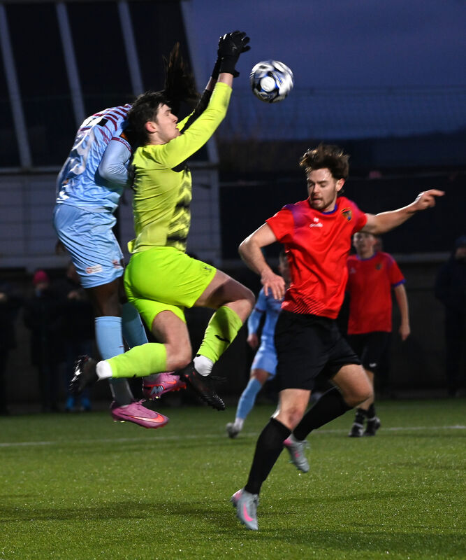  Goalkeeper Dara Kelleher, Leeside United, rises to collect the ball. Picture: Larry Cummins