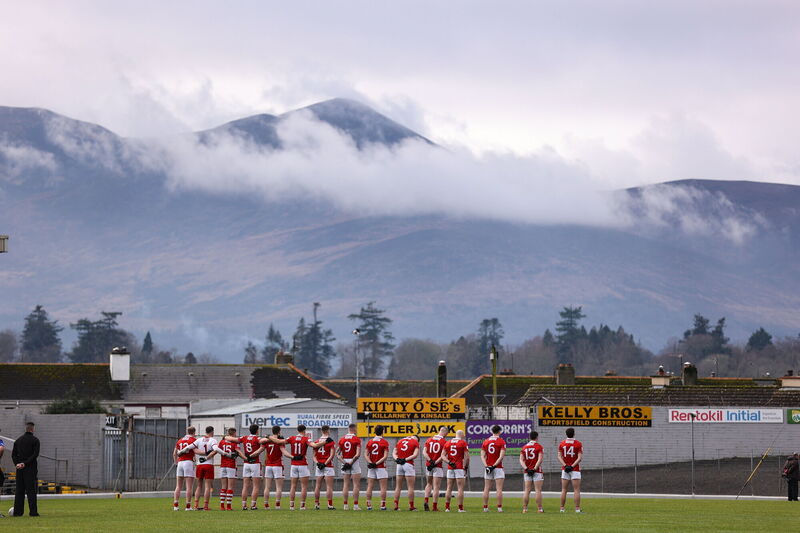 Cork players before the game against Kerry in Killarney. Picture: Michael P Ryan/Sportsfile