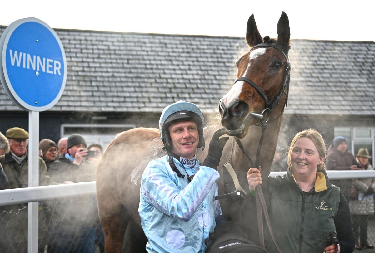 Jade De Grugy and Paul Townend win for trainer Willie Mullins with groom Brid O'Keeffe. Picture: Healy Racing