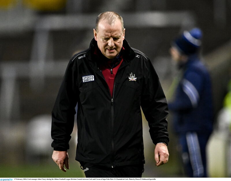 Cork manager John Cleary during the Cavan game two years ago. Picture: Piaras Ó Mídheach/Sportsfile Cork manager John Cleary during the Cavan game two years ago. Picture: Piaras Ó Mídheach/Sportsfile