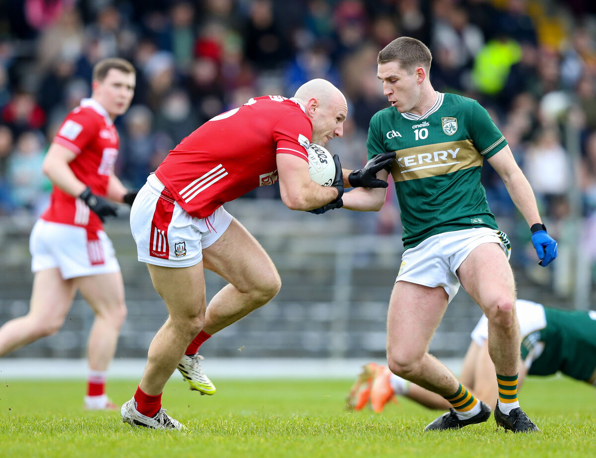 Cork’s Brian O’Driscoll takes on Kerry’s Donagh O’Sullivan in the McGrath Cup final recently. Picture: INPHO