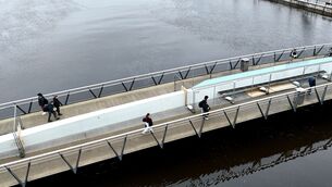 <p> A section of the Mary Elmes pedestrian bridge was closed for a time after the incident. Picture: Larry Cummins.</p>
