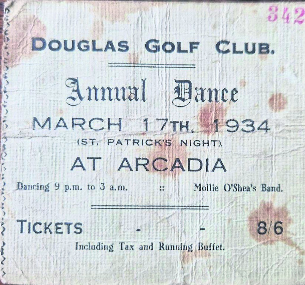 A ticket stub for a show featuring Dominick Murphy at the Arcadia in 1934. His son Colin says: “The Arcadia was a special place. I believe my mam and dad met there in fact”