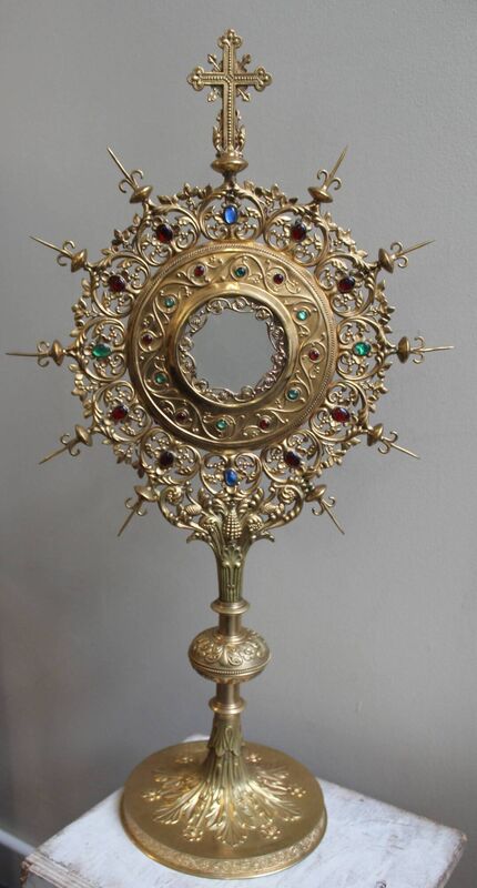 A gift from Cork: The monstrance is inscribed "Presented with a chalice to the Church at Knock as a slight token of Love for God and for the Blessed Immaculate Virgin by a few of her clients in the City of Cork, Feast of the Assumption 1880 Our Lady of Knock, pray for the donors." Both were designed and made by Egan & Sons, 32, Patrick St, Cork (Photos: Oliver Doyle) A gift from Cork: The monstrance is inscribed "Presented with a chalice to the Church at Knock as a slight token of Love for God and for the Blessed Immaculate Virgin by a few of her clients in the City of Cork, Feast of the Assumption 1880 Our Lady of Knock, pray for the donors." Both were designed and made by Egan & Sons, 32, Patrick St, Cork (Photos: Oliver Doyle)