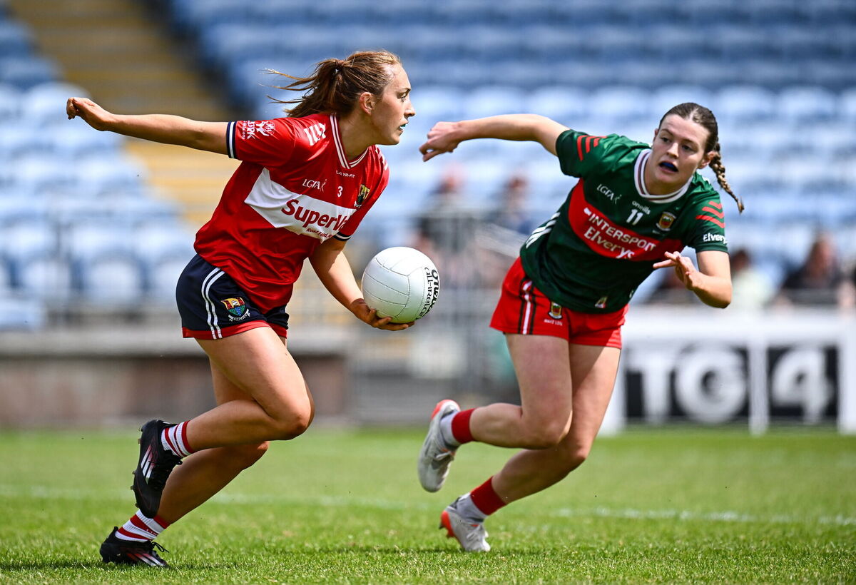 Last season's captain, Sarah Leahy, seen in action against Sinéad Walsh of Mayo, has stepped away from the Cork panel this year. Picture: Piaras Ó Mídheach/Sportsfile
