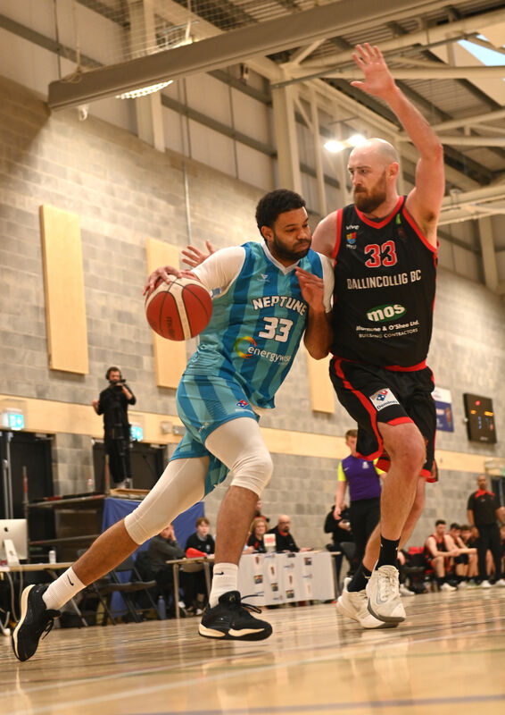  Adon Gregorio, Energywise Neptune, looks to get past Keelan Cairns, Ballincollig. Picture: Larry Cummins