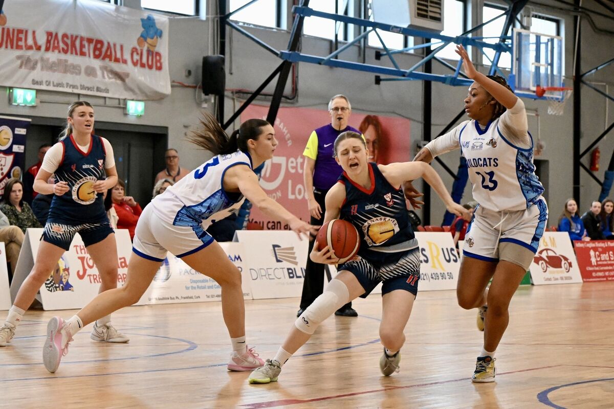 Brunell’s Edel Thornton fights for a gap during the Domino’s Women’s Super League against SETU Waterford Wildcats in the Parochial Hall. Picture Chani Anderson