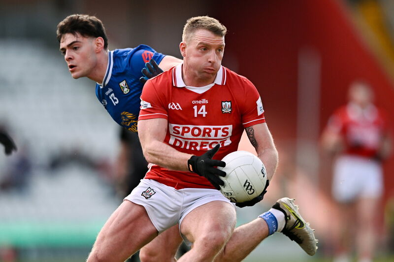 Brian Hurley of Cork in action against Oisín Brady of Cavan. Picture: Ben McShane/Sportsfile Brian Hurley of Cork in action against Oisín Brady of Cavan. Picture: Ben McShane/Sportsfile