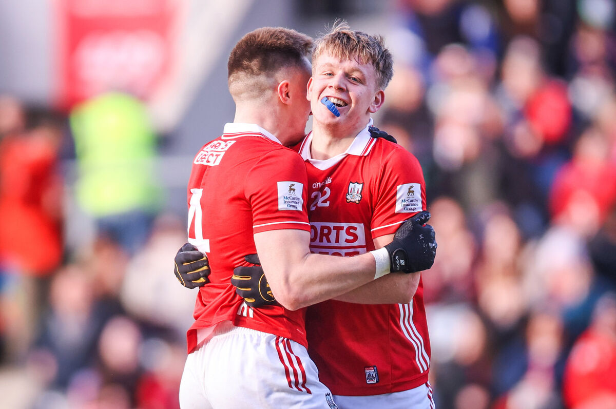 Cork's Tommy Walsh and Dara Sheedy celebrate winning. Picture ©Inpho/Tom Maher