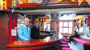 <p class="contextmenu internal_Caption">Brothers Tom and Aidan Bushe of Bushe’s Pub in Baltimore in West Cork. BELOW: Long time pals and regulars to Bushe’s, Denis McSweeney and Paddy Twomey. 	<span class="contextmenu emphasis CaptionCredit">Pictures: Noel Sweeney</span>
            </p>