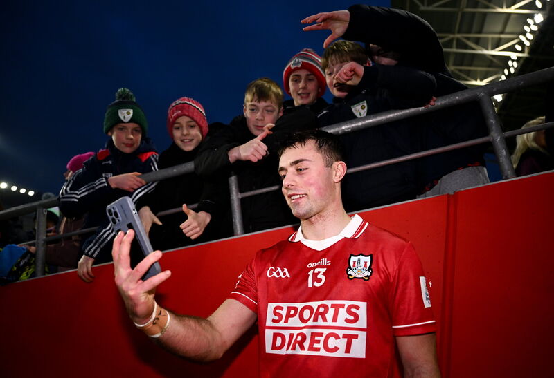 William Buckley takes a selfie with supporters after Cork's win over Waterford on Sunday. Picture: Ben McShane/Sportsfile