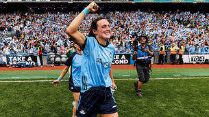 Hannah Tyrell celebrates after the final whistle 3/8/2025