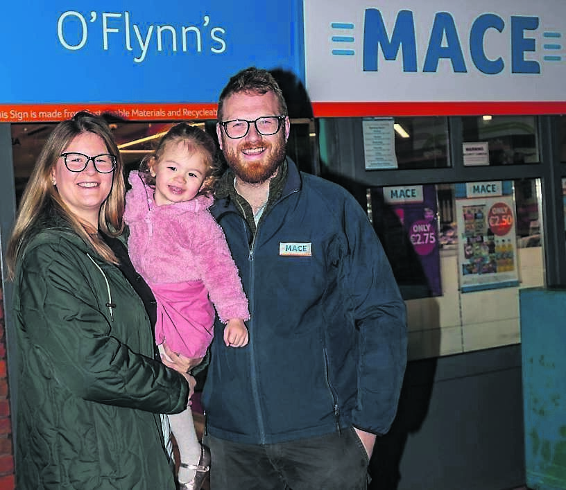 Donough O’Flynn with his partner Vanessa and daughter Mila