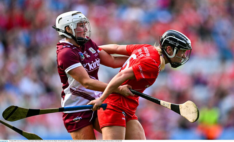 Laura Treacy of Cork in action against Ailish O’Reilly of Galway at Croke Park. Picture: Ramsey Cardy/Sportsfile
