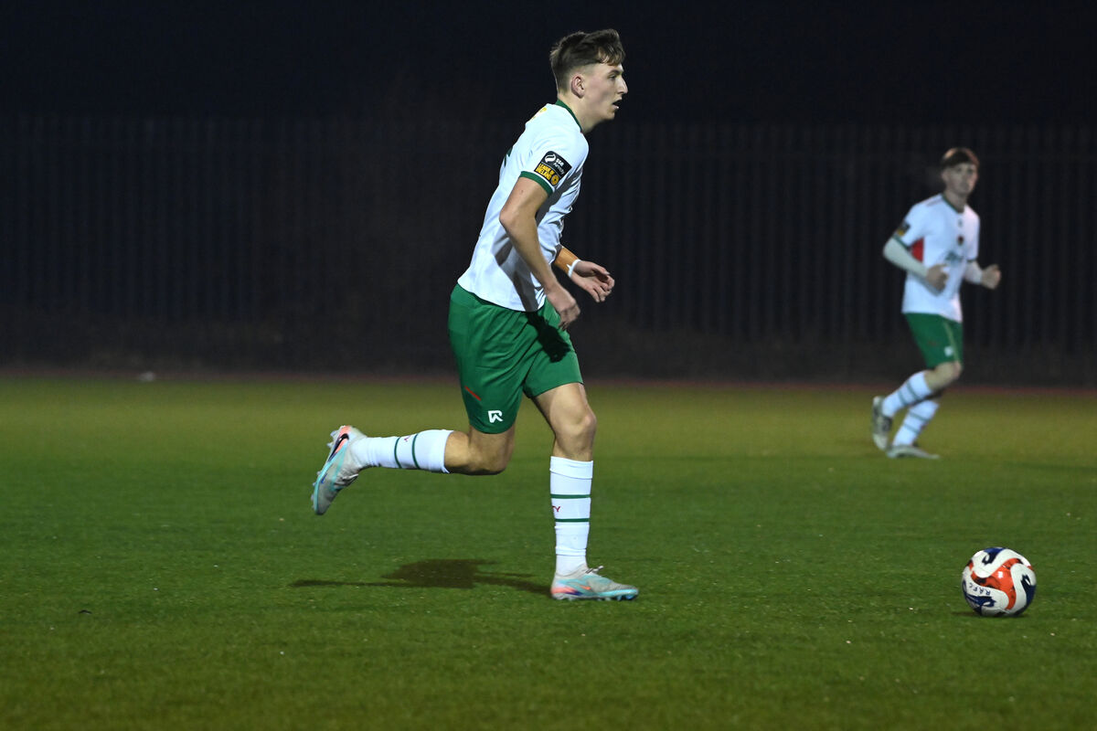  Luke Downey, Cork City FC, works the ball out of defence. Picture: Larry Cummins