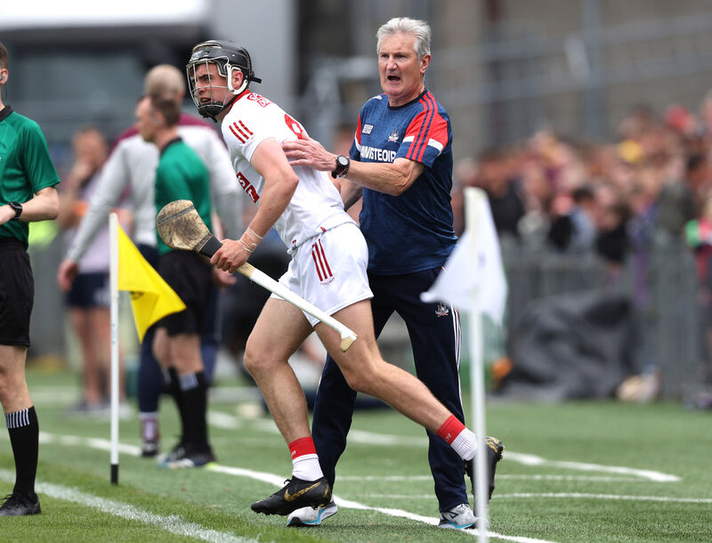 Cork's Darragh Fitzgibbon is congratulated by manager Kieran Kingston after scoring a point in the 2022 meeting. Picture: INPHO/Tom Maher Cork's Darragh Fitzgibbon is congratulated by manager Kieran Kingston after scoring a point in the 2022 meeting. Picture: INPHO/Tom Maher