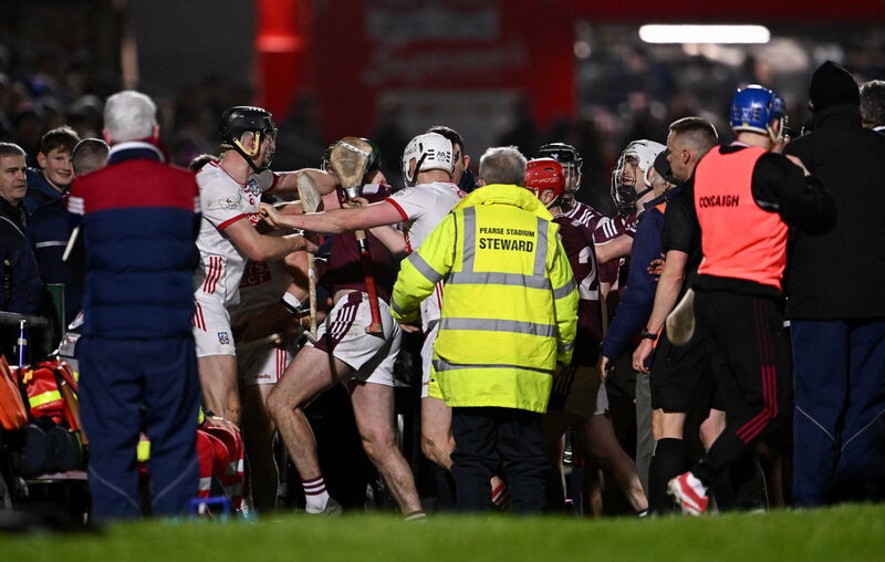 Tempers flare as both sides make their way into the tunnel at half-time. Picture: Ben McShane/Sportsfile Tempers flare as both sides make their way into the tunnel at half-time. Picture: Ben McShane/Sportsfile