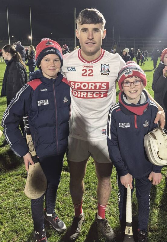Cork hurler Brian Keating with fellow Ballincollig club members Cathal Downey and Peter Downey in Pearse Stadium. Cork hurler Brian Keating with fellow Ballincollig club members Cathal Downey and Peter Downey in Pearse Stadium.