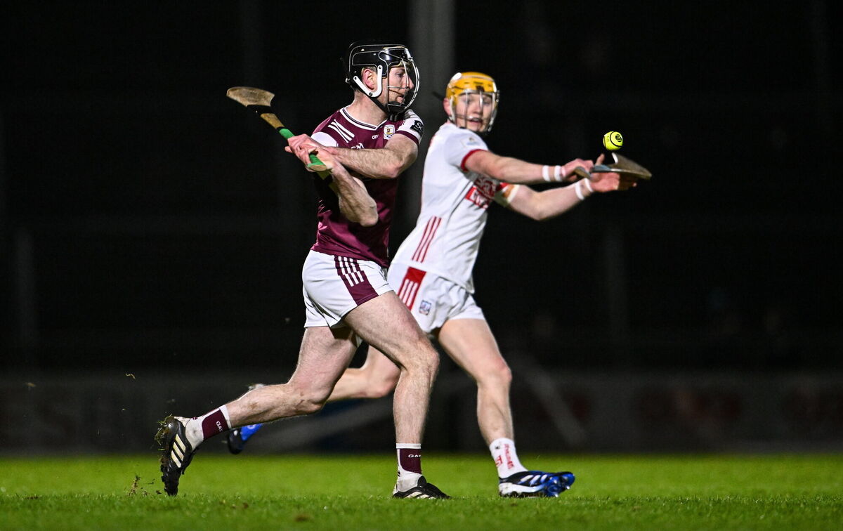 Padraic Mannion of Galway in action against Shane Barrett of Cork at Pearse Stadium last weekend. Picture: Ben McShane/Sportsfile