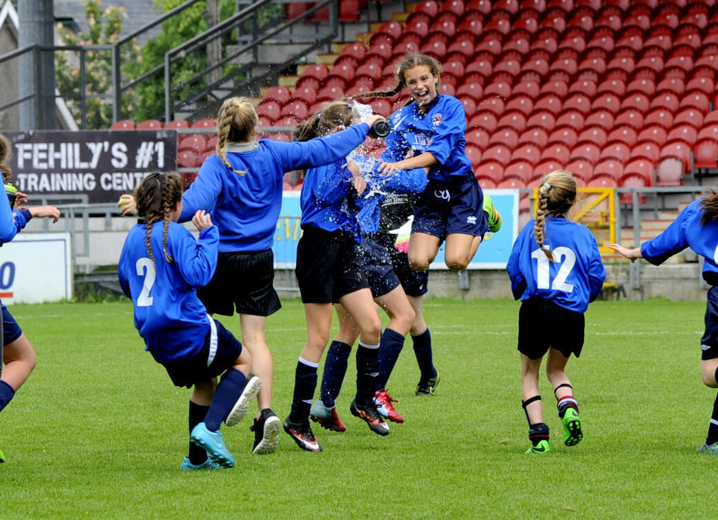 Wilton United captain Alix Mendez jumps in the air and celebrates after winning the CWSSL Kay McGrath Cup final. Picture: Gavin Browne
