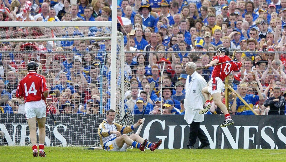 Cork's Ben O'Connor celebrates a goal in the 2006 Munster SHC final in Thurles - the last Cork-Tipp provincial hurling final. Picture: Brendan Moran/Sportsfile
