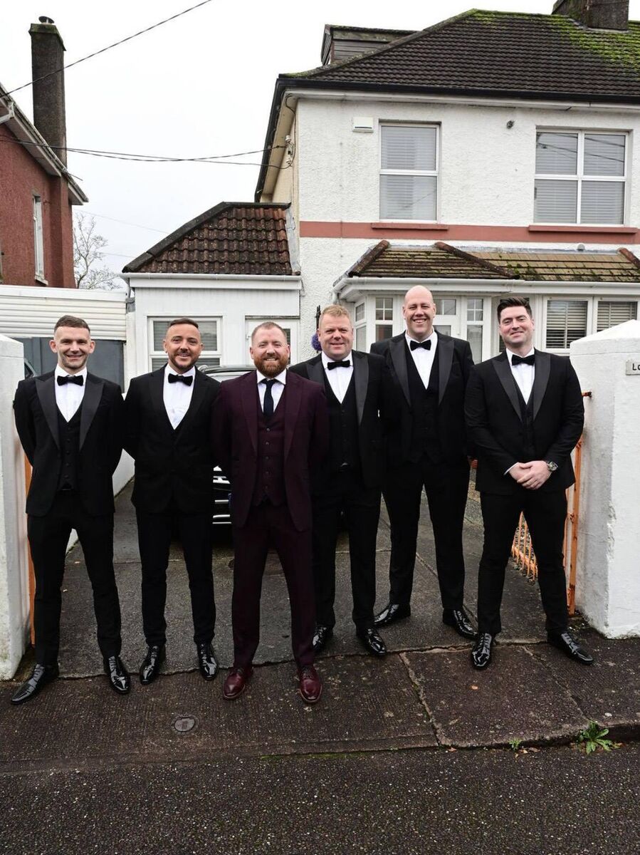 Tommy with his groomsmen on the morning of the wedding. 