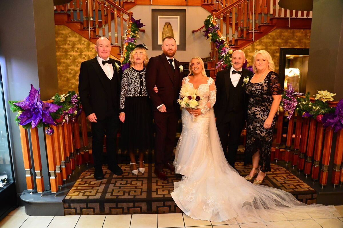 Tommy and Jennifer with their parents Aidan and Margaret Cotter, and Jean and Doney Luxford. 
