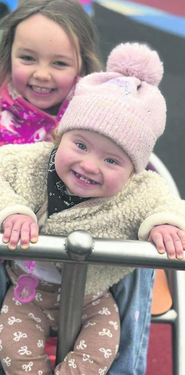 Harper Hackett with her older sister Robyn. Mum Tracey says of Harper: “She is absolutely obsessed with her big sister!”
