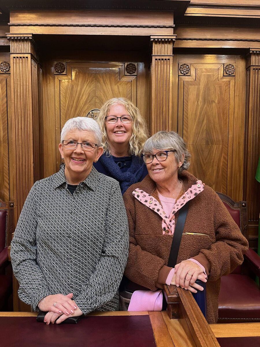 Olive Morris, Women’s Aid, with her sisters Rhoda and Joyce at the launch.