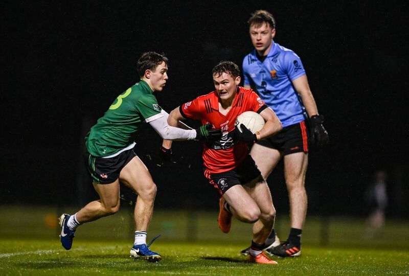 Conor Daly of UCC in action against Noah Grimes of Queen's University Belfast last month. Picture: Tyler Miller/Sportsfile