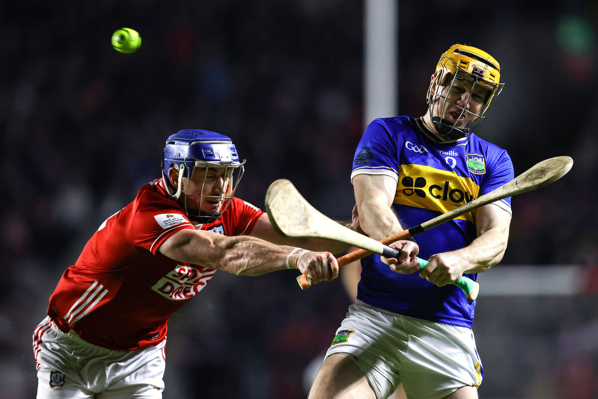 Cork's Sean O'Donoghue tries to stop Jake Morris of Tipperary from firing a first-half point. Picture: INPHO/Ben Brady