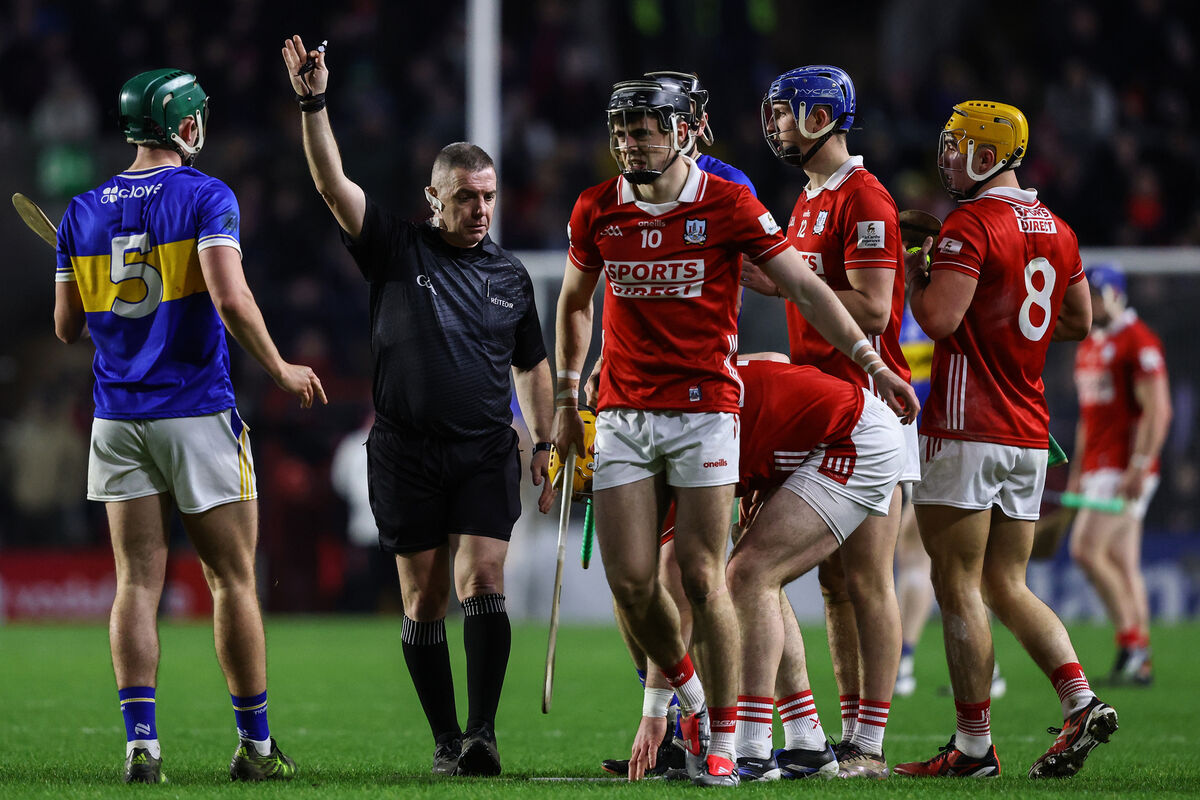 Referee Liam Gordon was at the heart of the action on Saturday night in SuperValu Páirc Uí Chaoimh. Picture: INPHO/Ben Brady Referee Liam Gordon was at the heart of the action on Saturday night in SuperValu Páirc Uí Chaoimh. Picture: INPHO/Ben Brady
