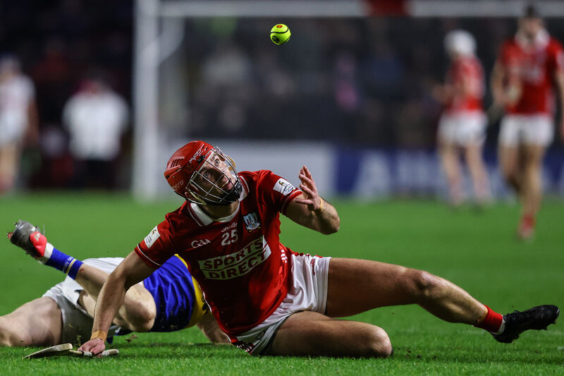 Cork's Brian Hayes battles for a loose ball. Picture: Inpho/Ben Brady